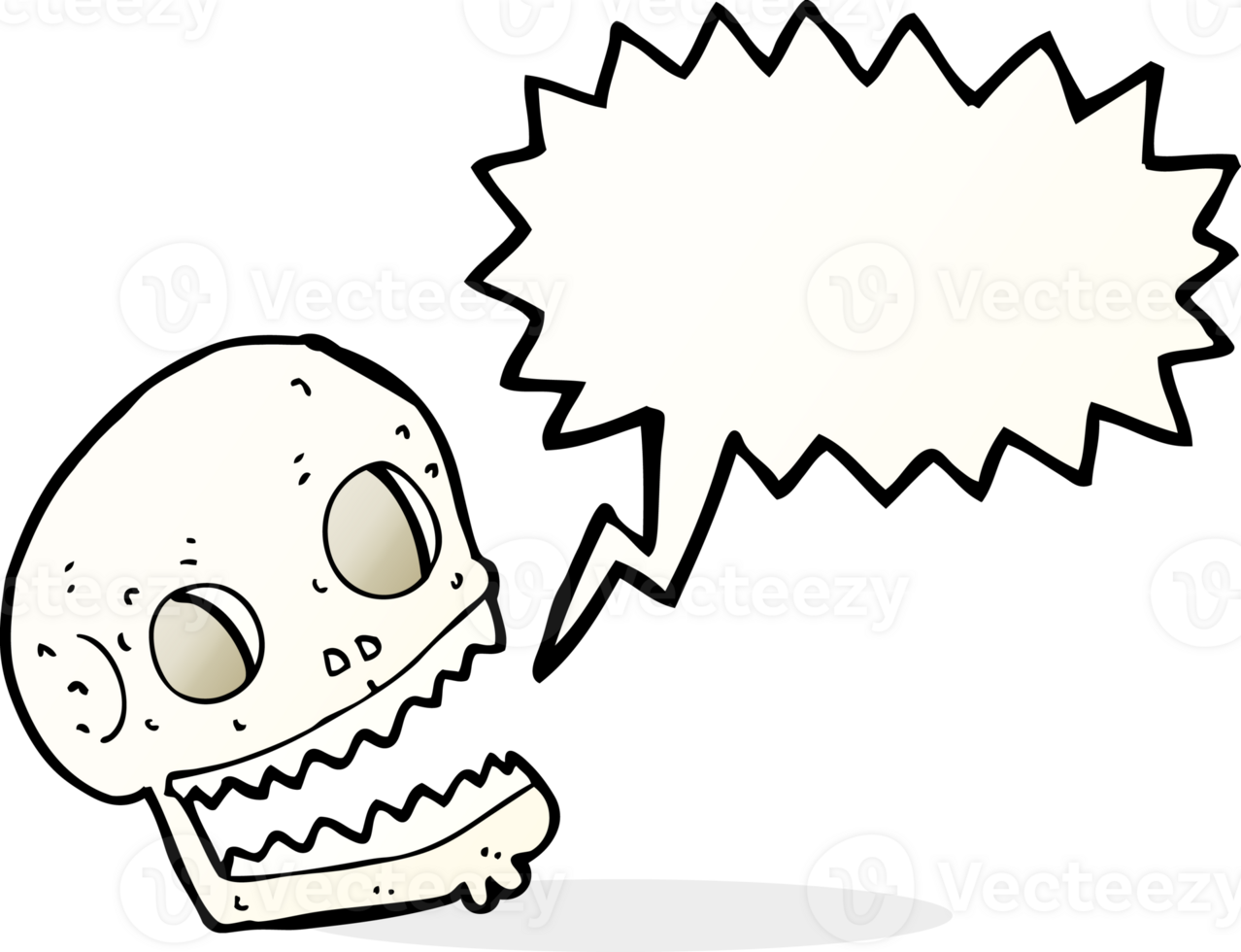 cartoon spooky skull with speech bubble png