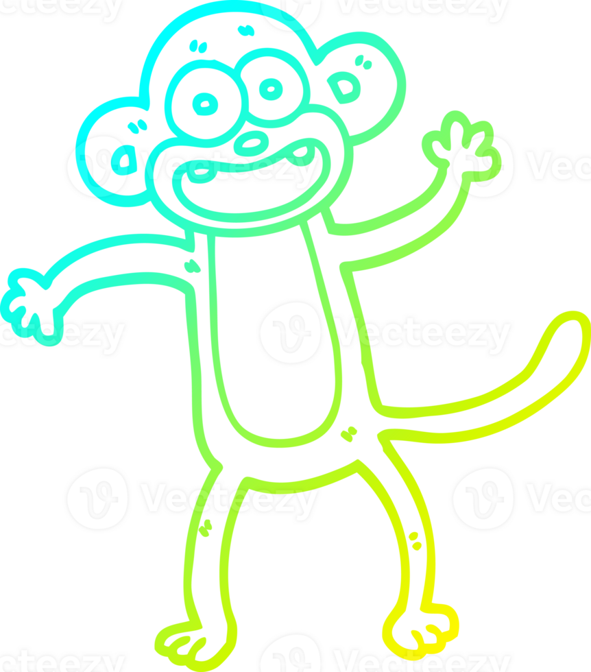 cold gradient line drawing of a cartoon crazy monkey png