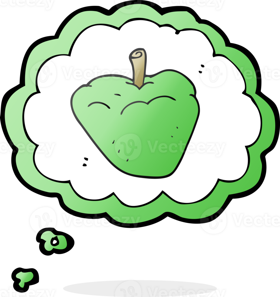 hand drawn thought bubble cartoon organic apple png