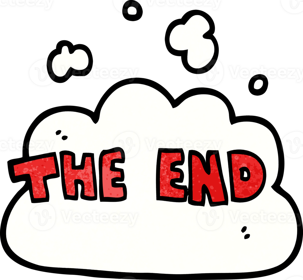 cartoon doodle wording the end png
