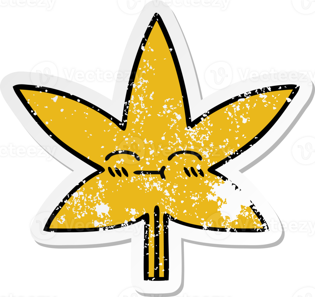distressed sticker of a cute cartoon autumnal leaf png