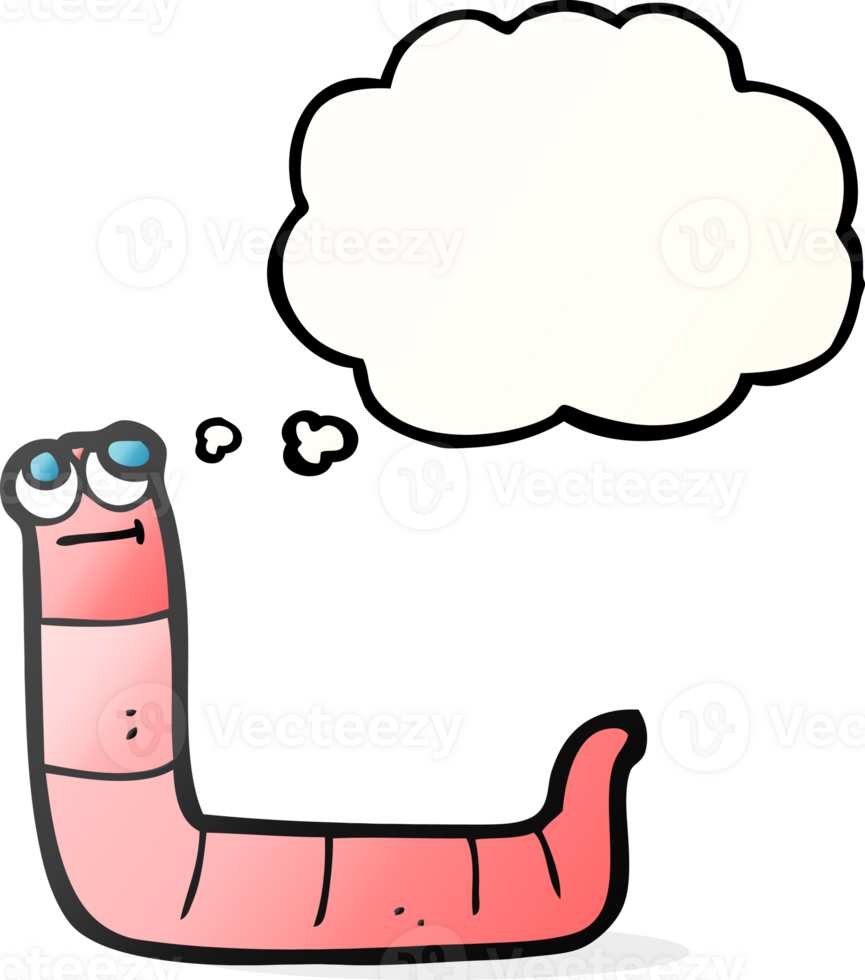 hand drawn thought bubble cartoon worm png
