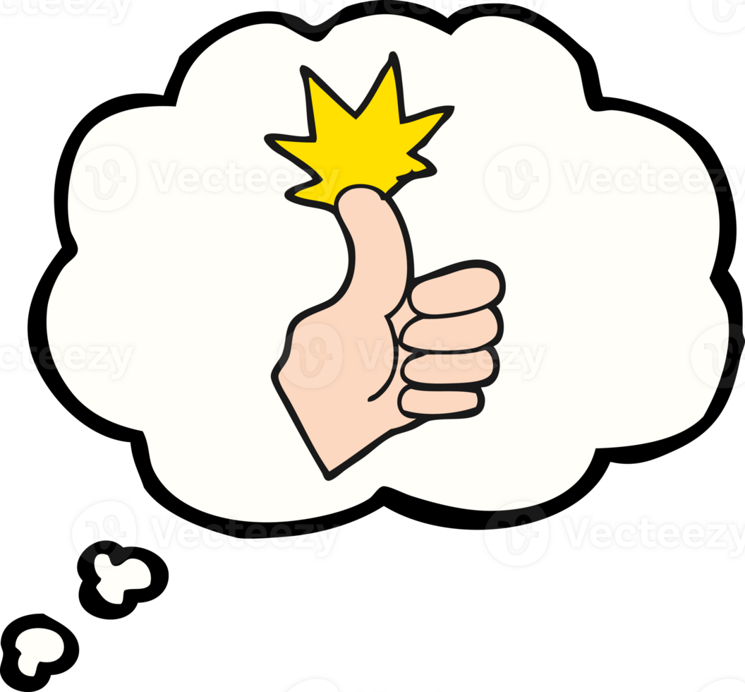 hand drawn thought bubble cartoon thumbs up png