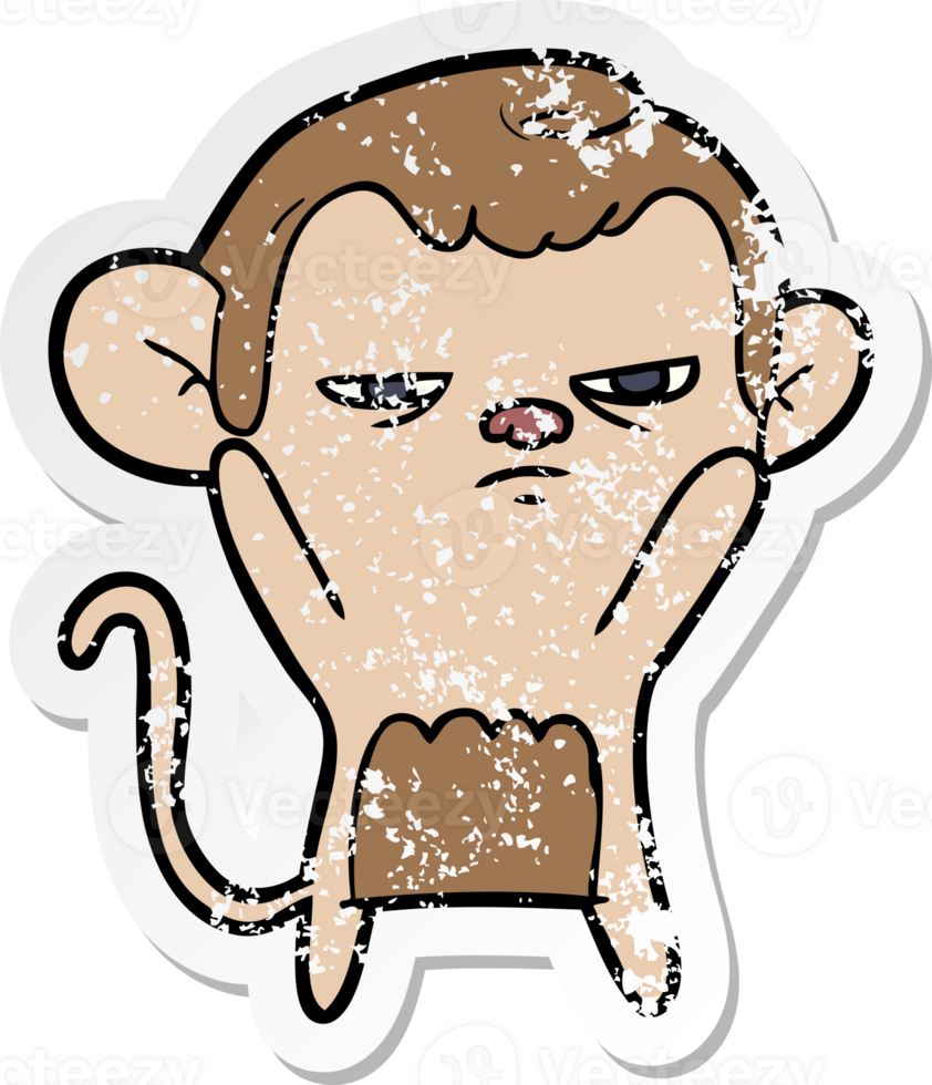 distressed sticker of a cartoon monkey png