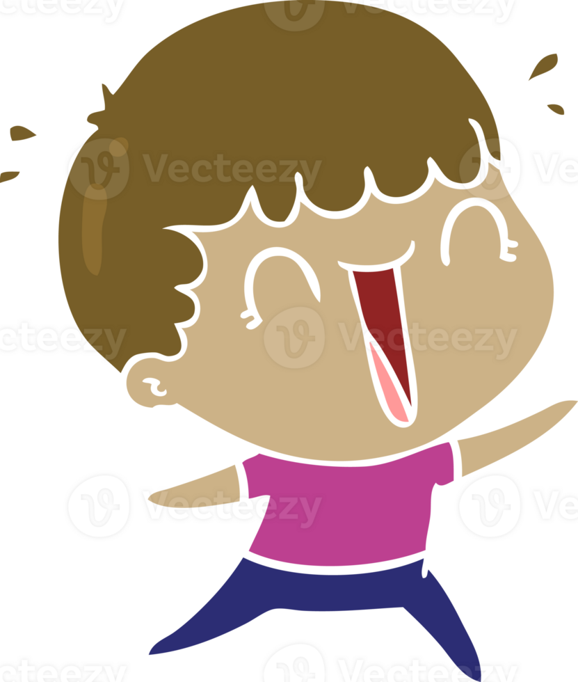 laughing flat color style cartoon man png