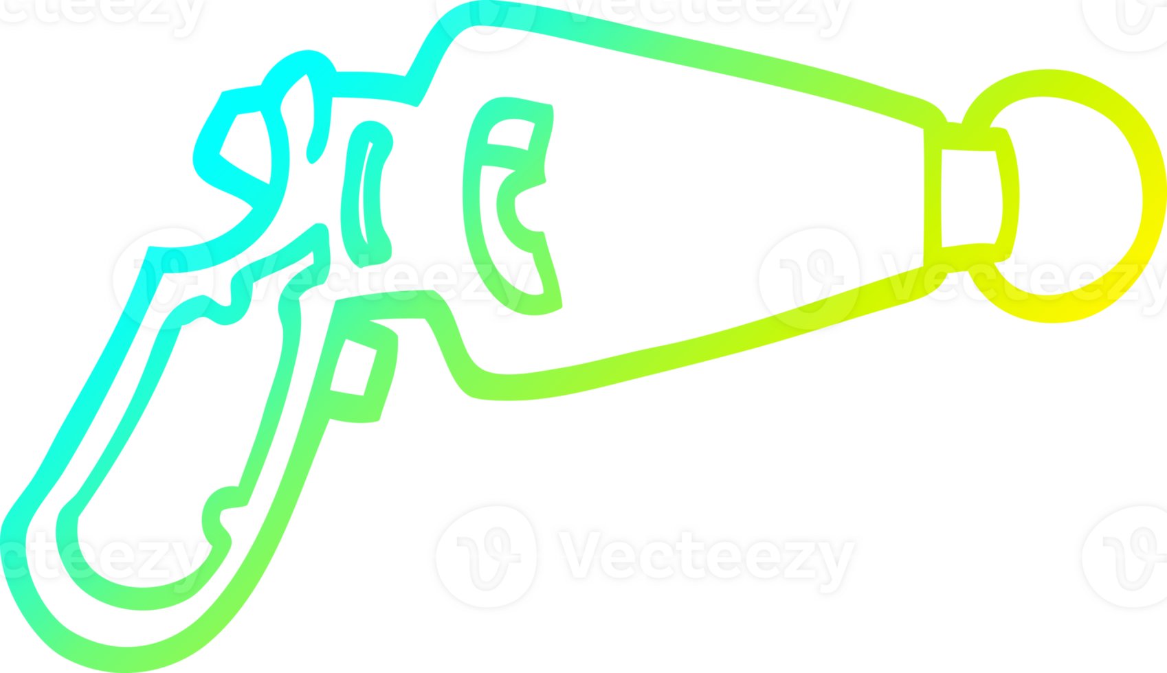 cold gradient line drawing of a cartoon ray gun png