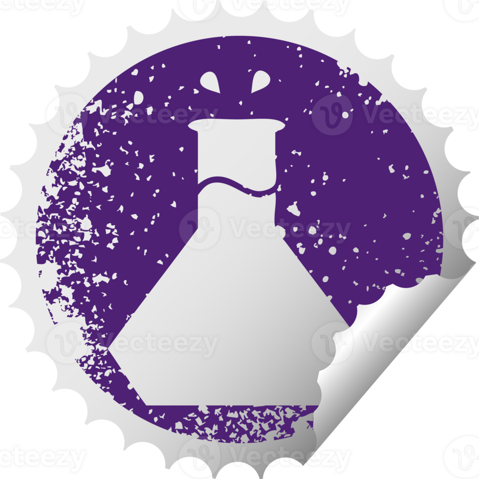 distressed circular peeling sticker symbol of a science experiment png
