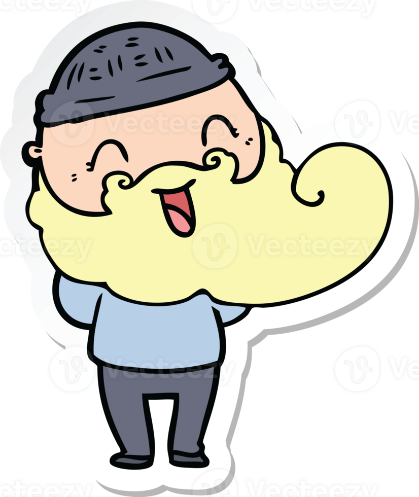 sticker of a happy bearded man png