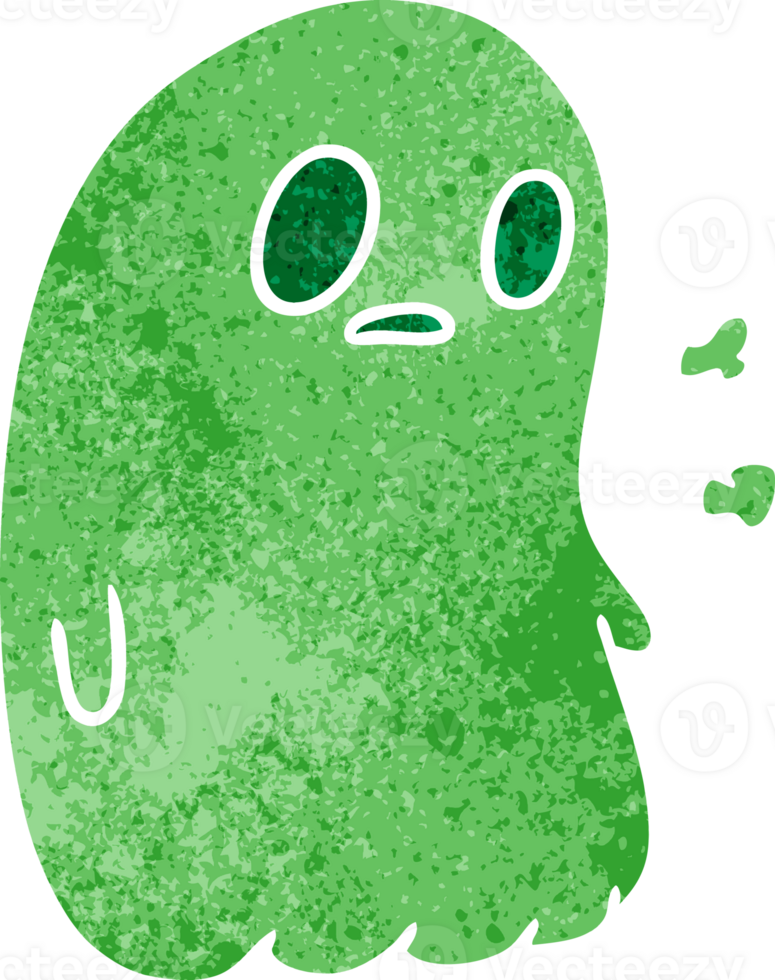 retro cartoon illustration of a kawaii cute ghost png