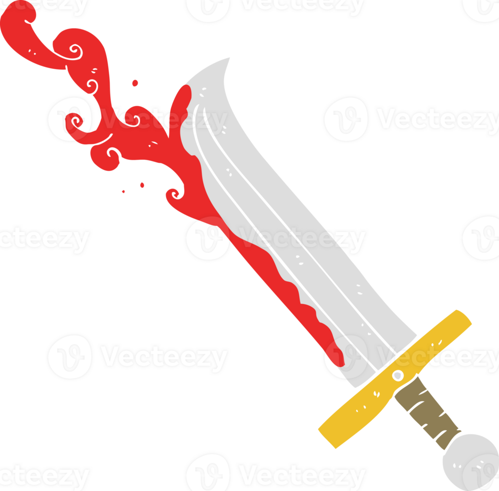 flat color illustration of bloody sword png