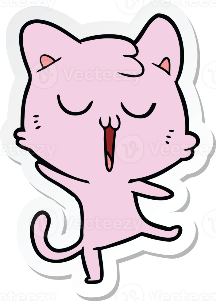 sticker of a cartoon cat singing png