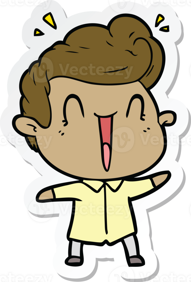 sticker of a cartoon excited man png