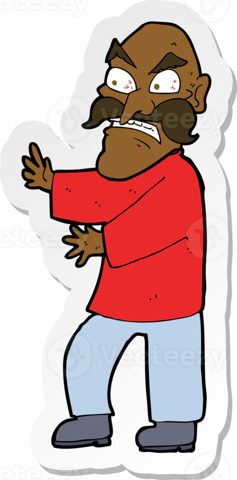 sticker of a cartoon angry old man png