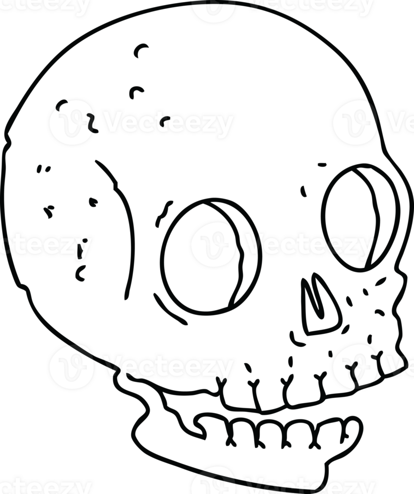 line drawing quirky cartoon skull png