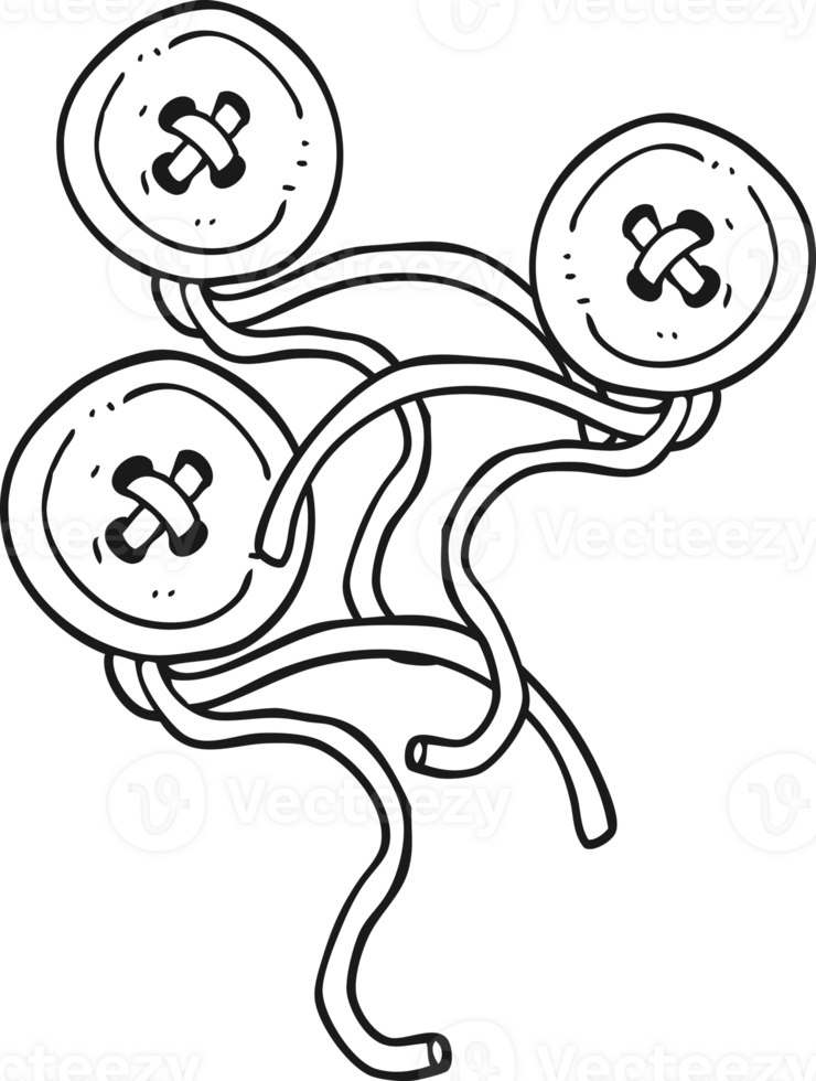 hand drawn black and white cartoon buttons png