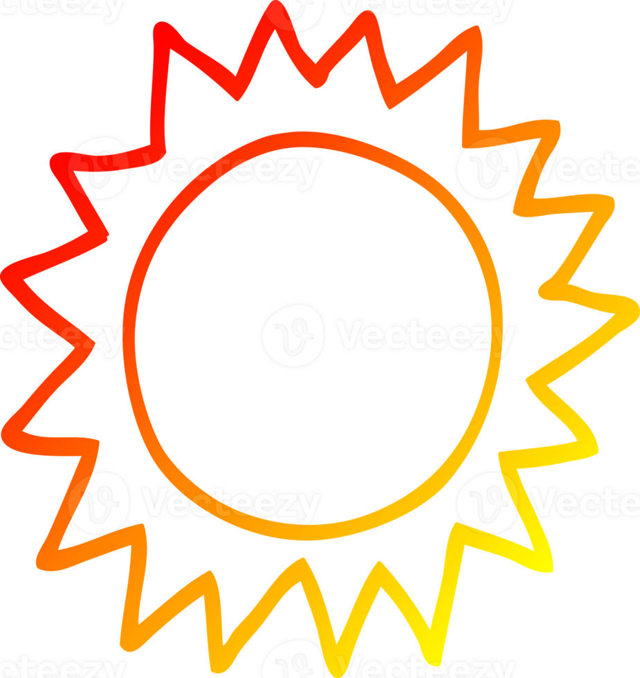 warm gradient line drawing of a cartoon sun png