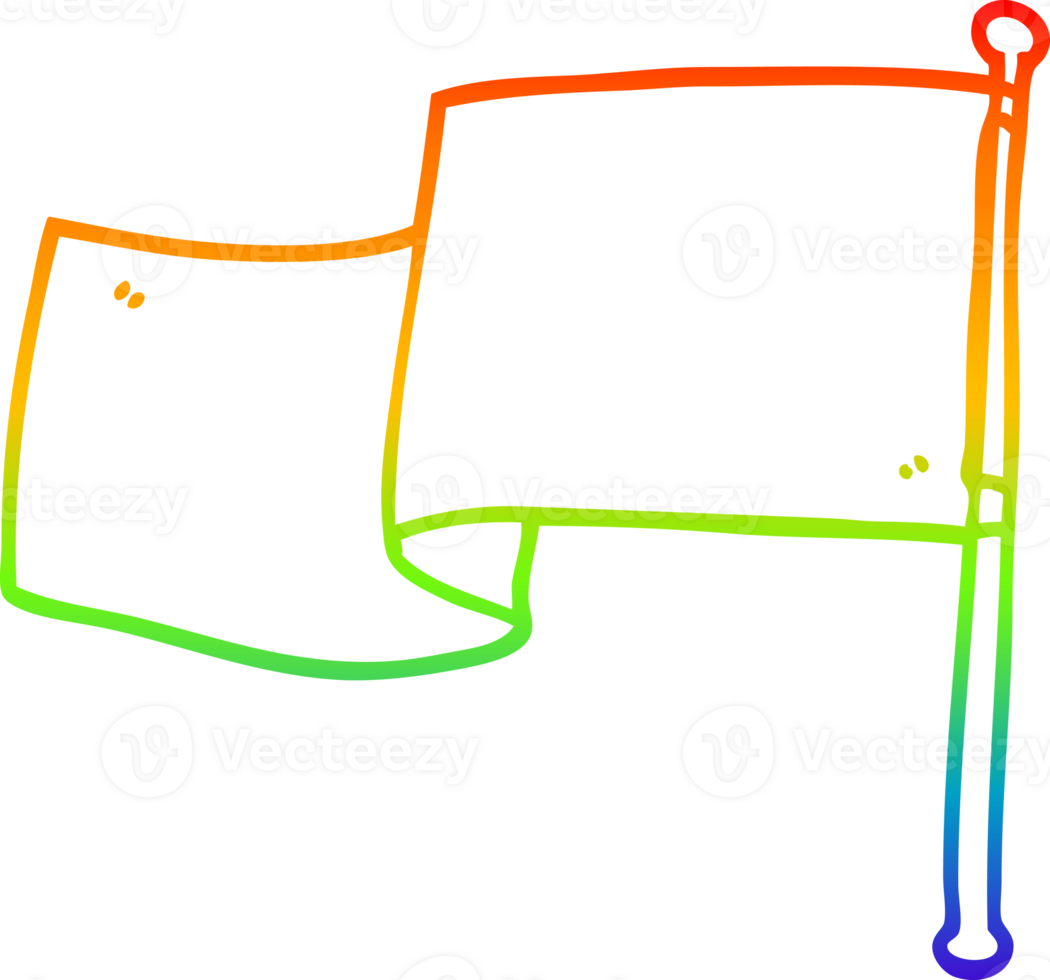 rainbow gradient line drawing of a cartoon red flag png