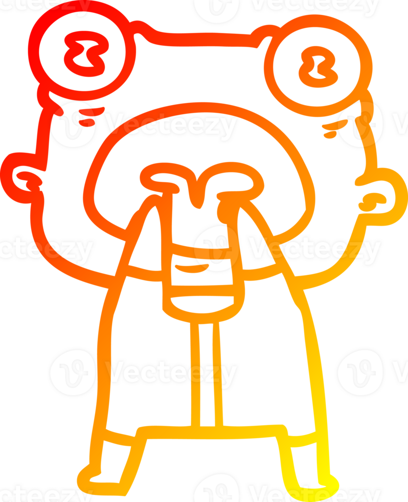 warm gradient line drawing of a cartoon weird alien communicating png