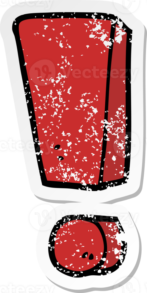 distressed sticker of a cartoon exclamation mark png