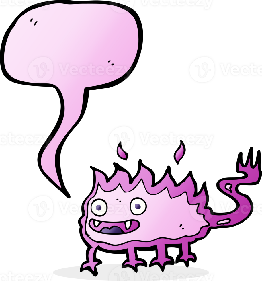 cartoon little fire demon with speech bubble png
