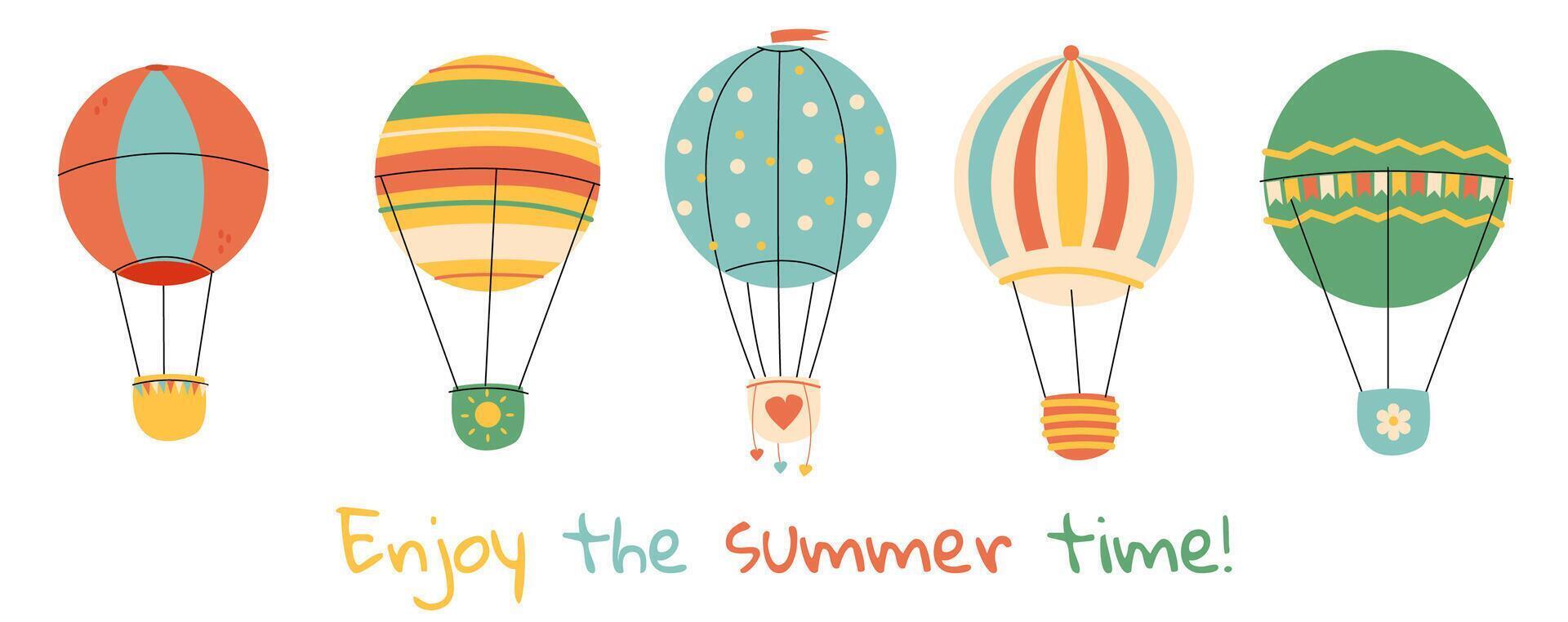 fun summer hot balloons with different designs vector