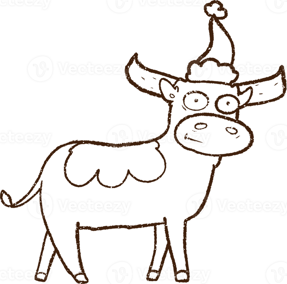 Christmas Cow Charcoal Drawing png