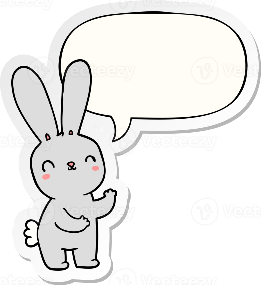 cute cartoon rabbit with speech bubble sticker png