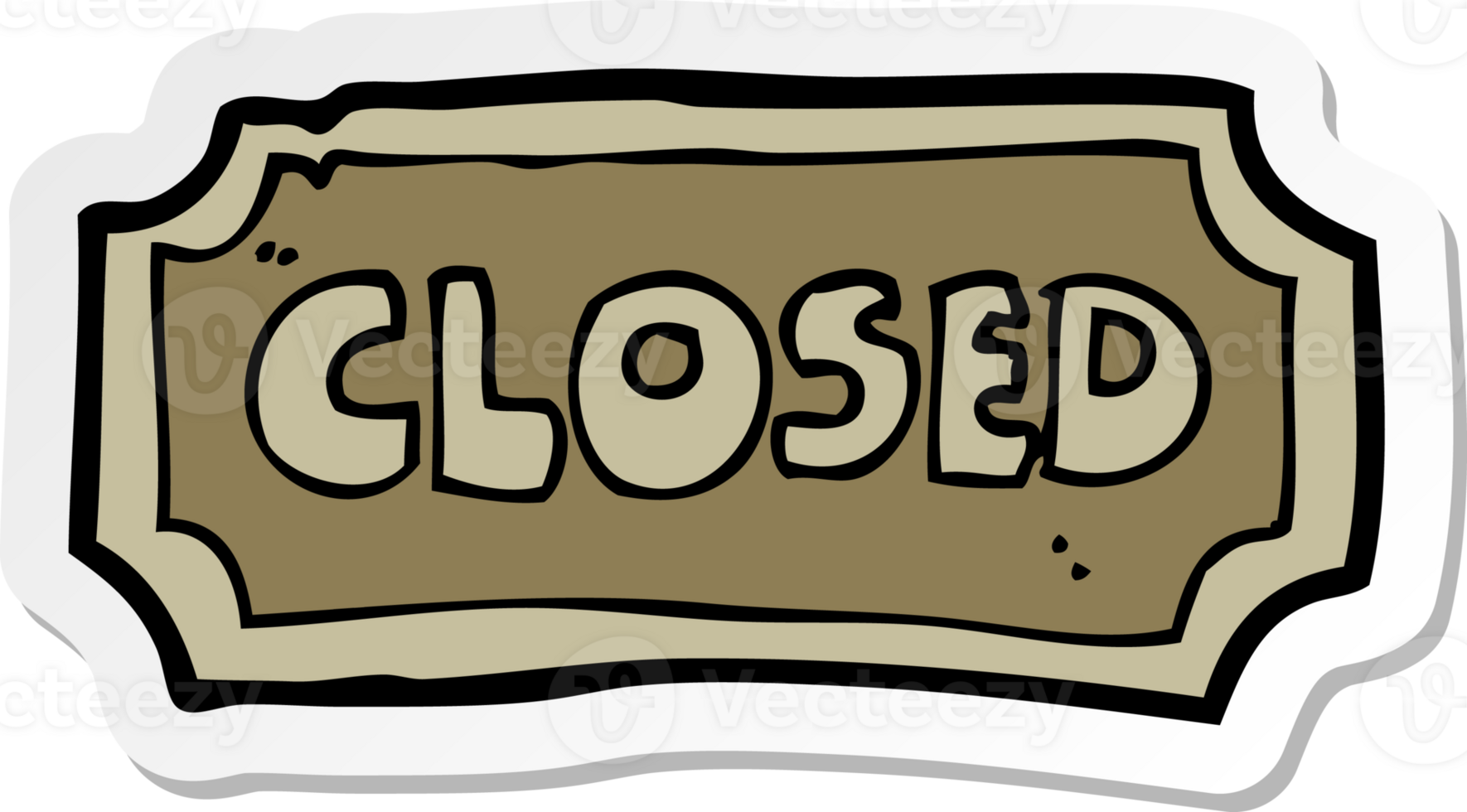 sticker of a cartoon closed sign png