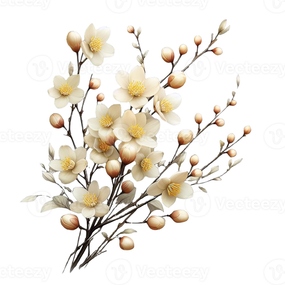 Winter jasmine flower isolated on transparent background png