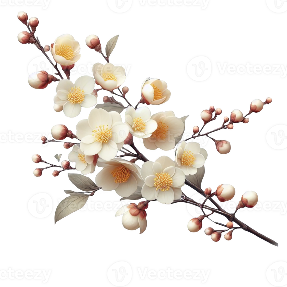 Winter jasmine flower isolated on transparent background png