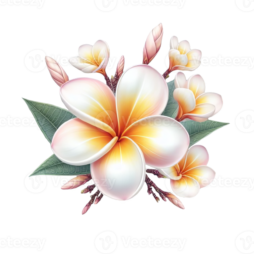 Plumeria flower isolated on transparent background png