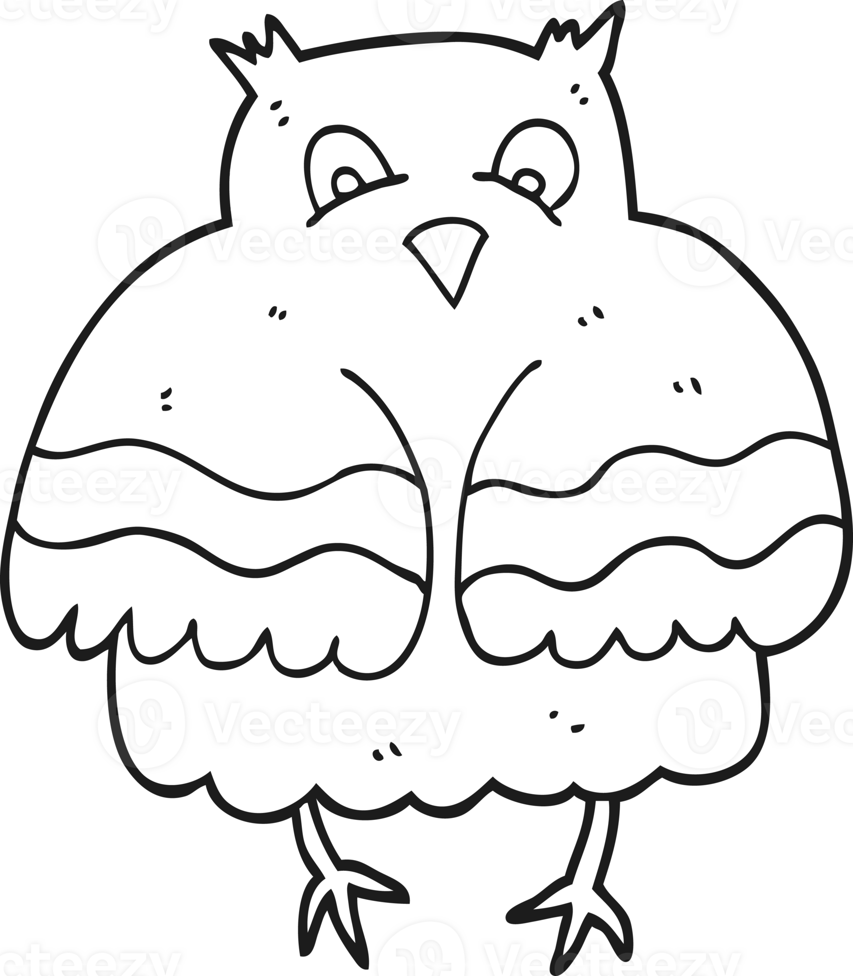 hand drawn black and white cartoon owl 45146555 PNG