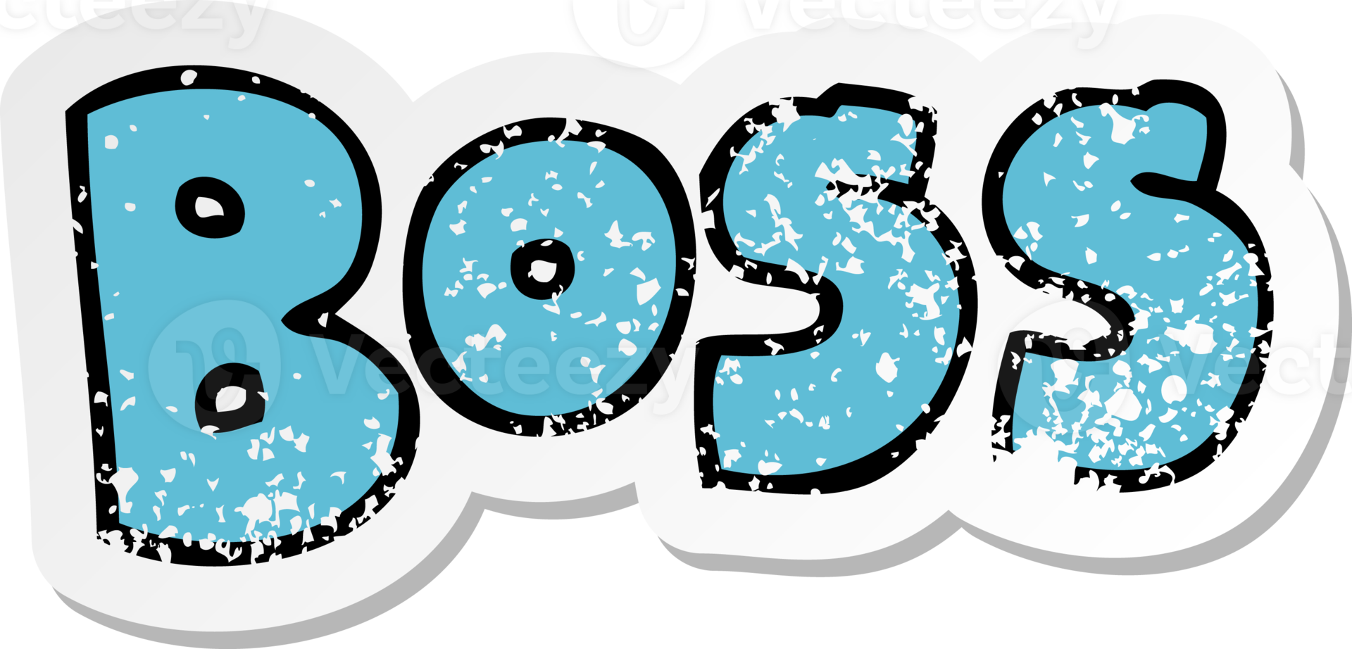 distressed sticker of a cartoon word boss png