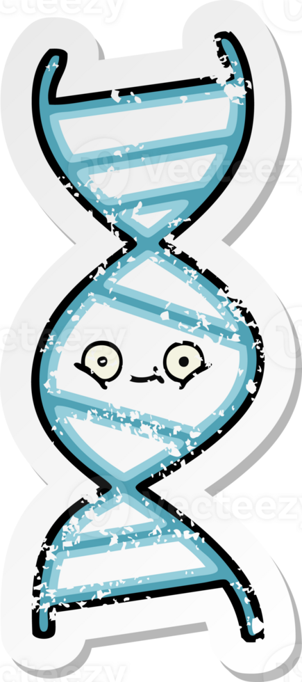 distressed sticker of a cute cartoon DNA strand png