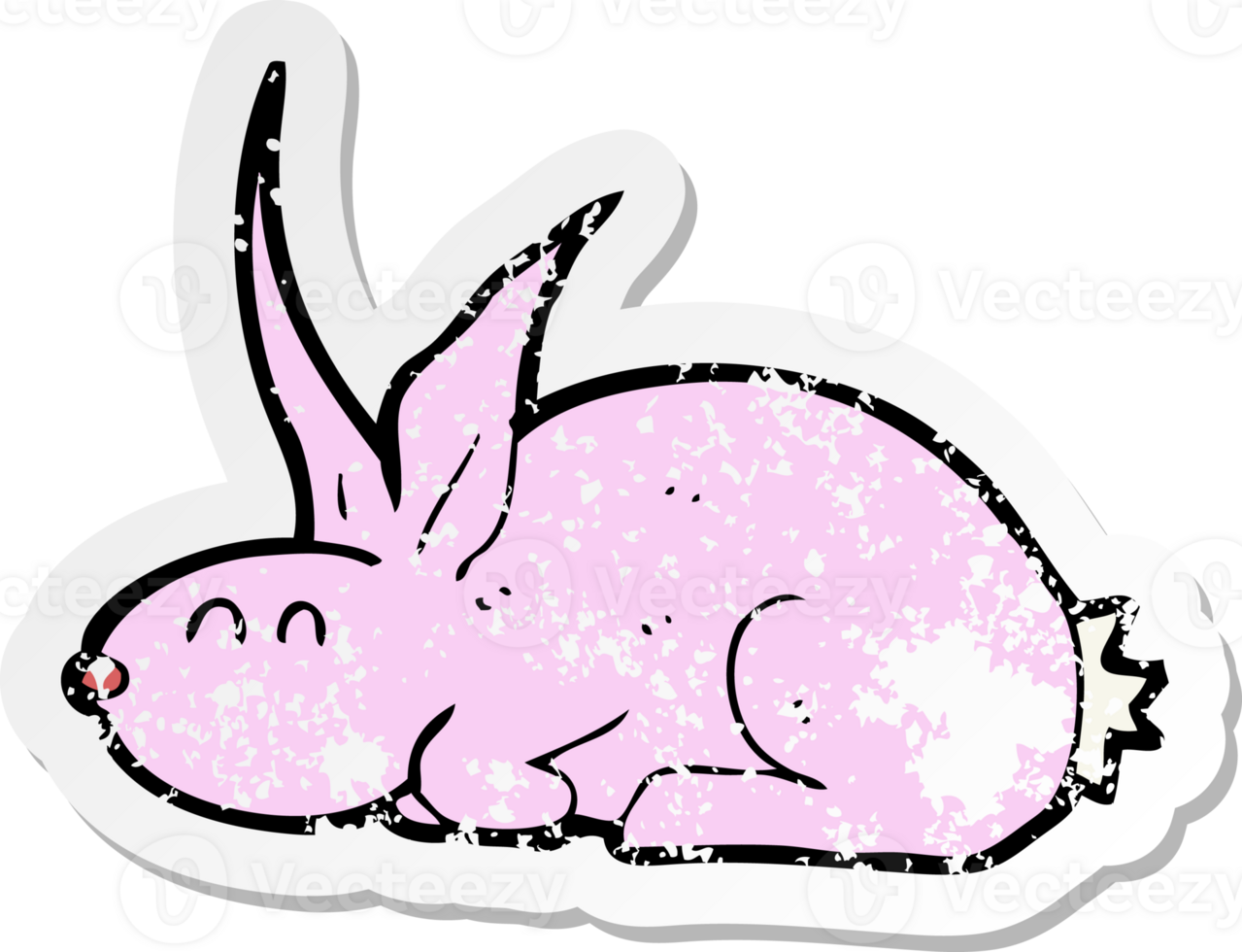 retro distressed sticker of a cartoon rabbit png