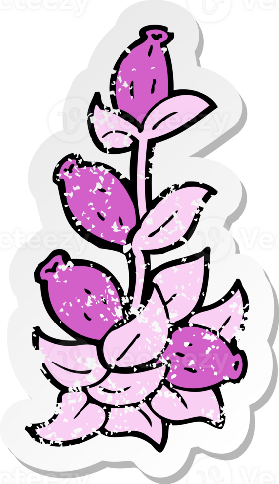 retro distressed sticker of a cartoon flowers png