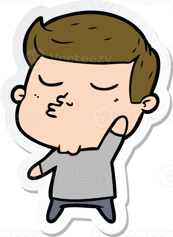 sticker of a cartoon model guy pouting png