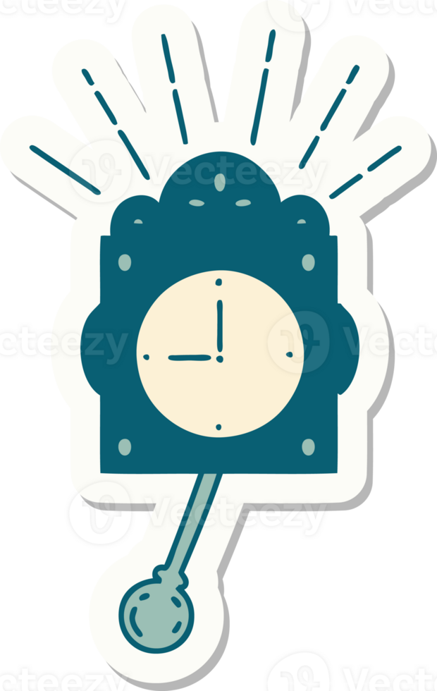 sticker of a tattoo style ticking clock png