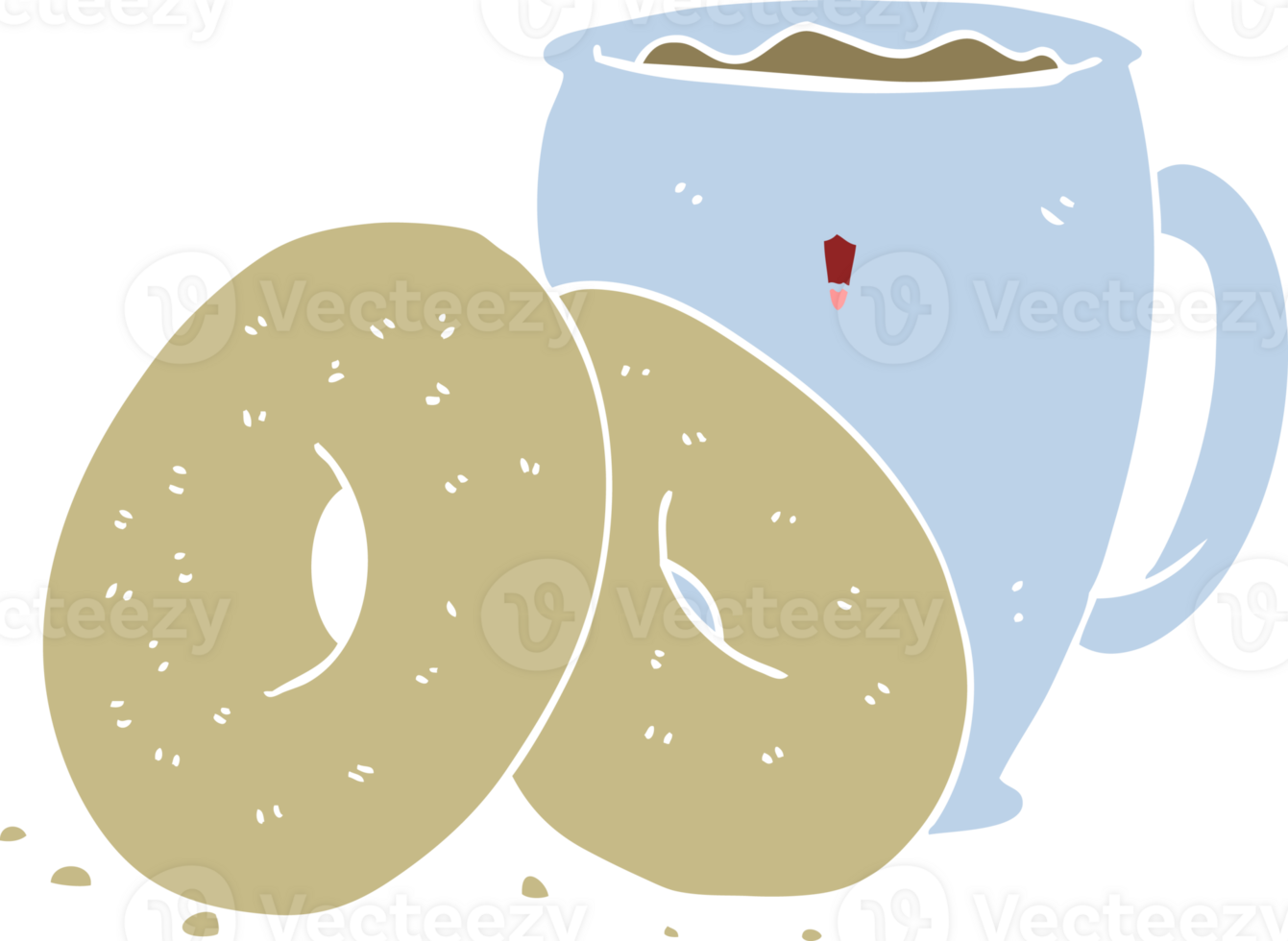 flat color style cartoon coffee and donuts png