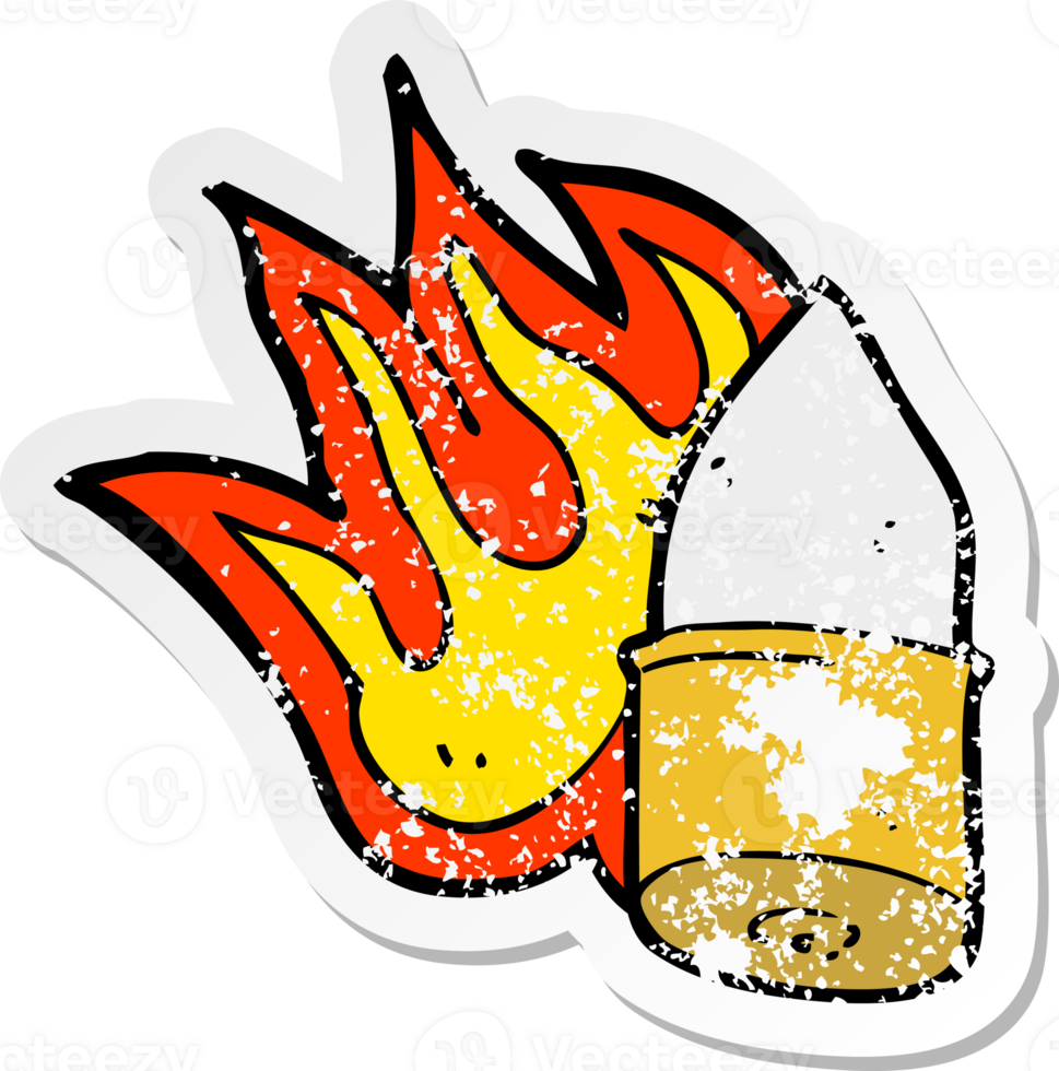 retro distressed sticker of a cartoon bullet png