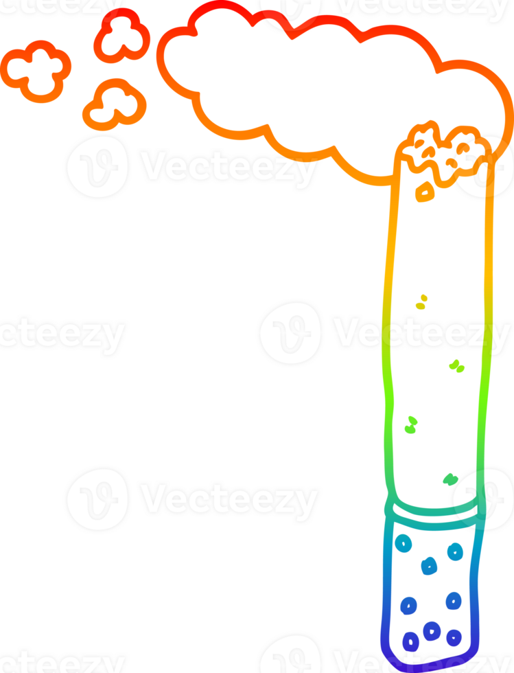 rainbow gradient line drawing of a cartoon cigarette png