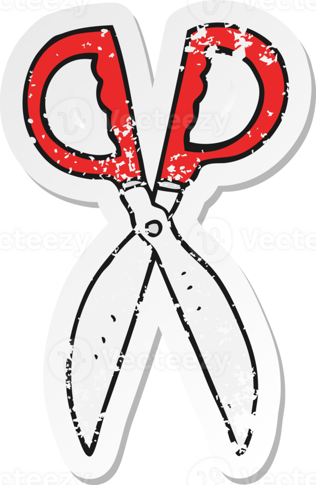 retro distressed sticker of a cartoon pair of scissors png