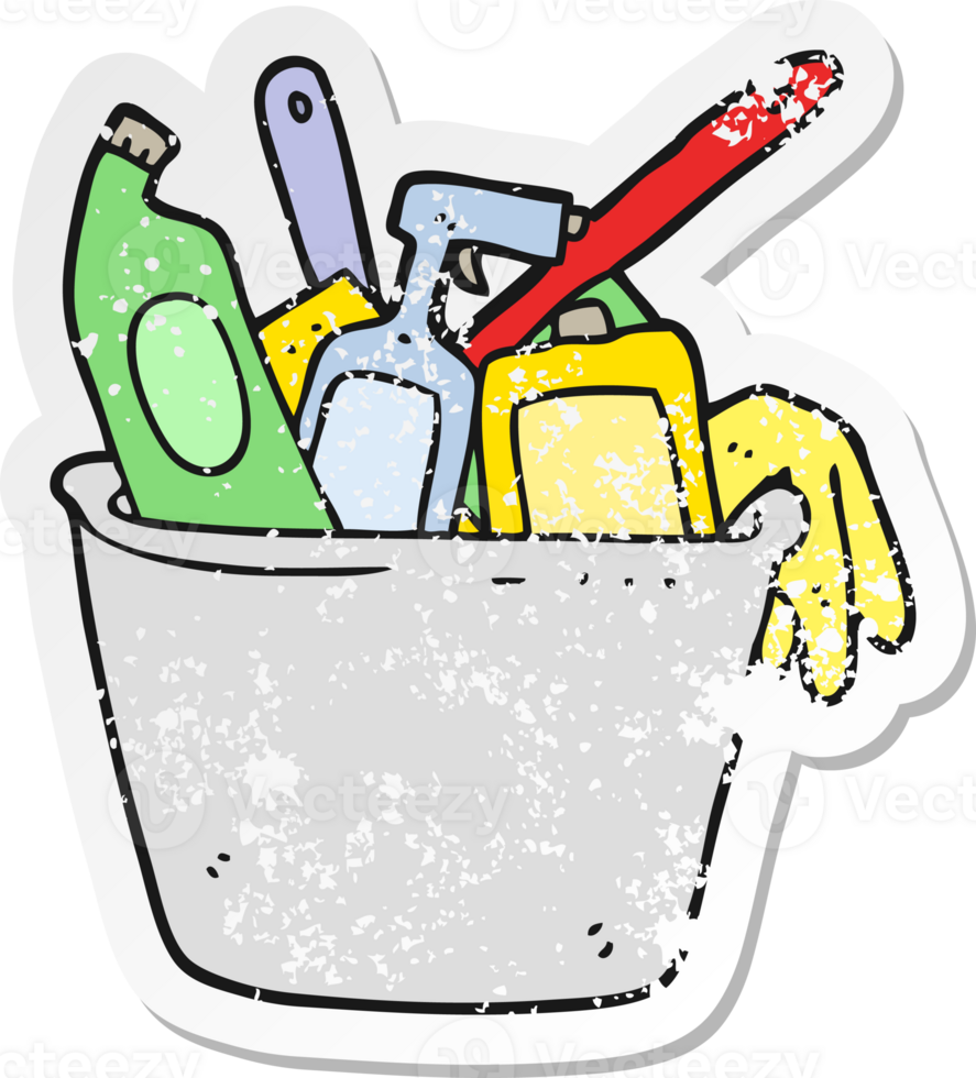 retro distressed sticker of a cleaning products cartoon png