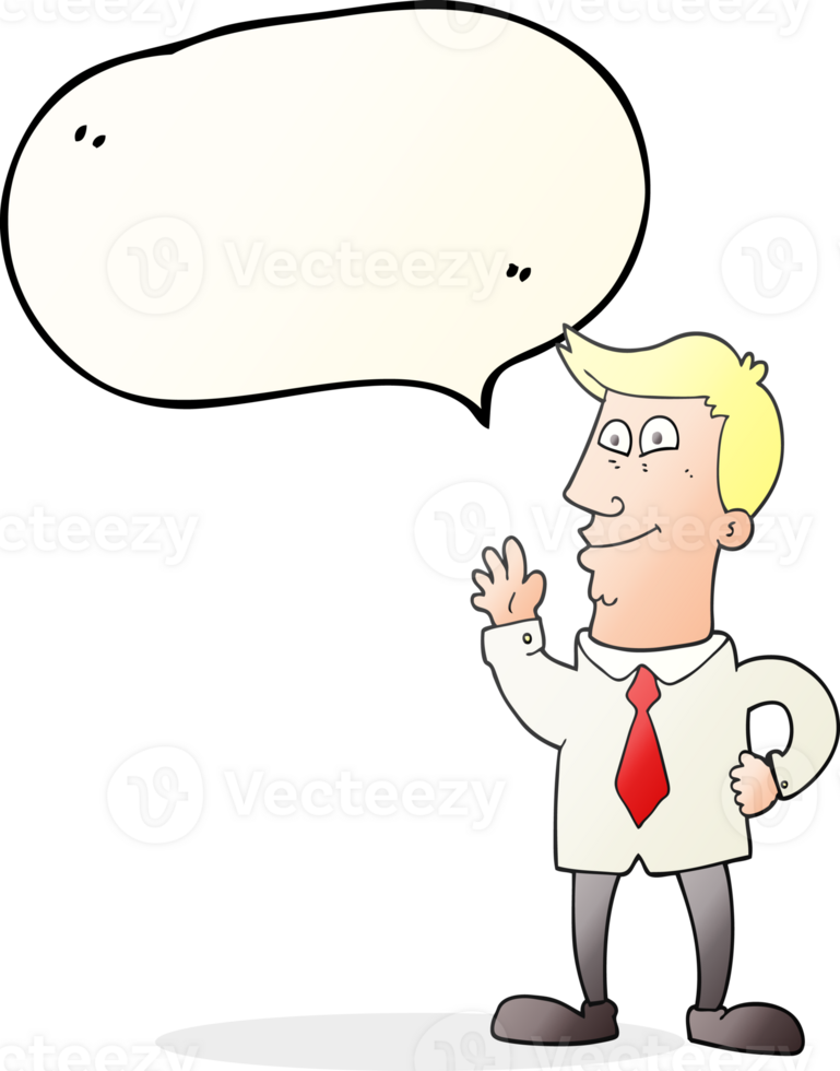 hand drawn speech bubble cartoon waving man png