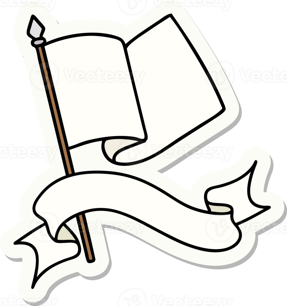 tattoo style sticker with banner of a flag png