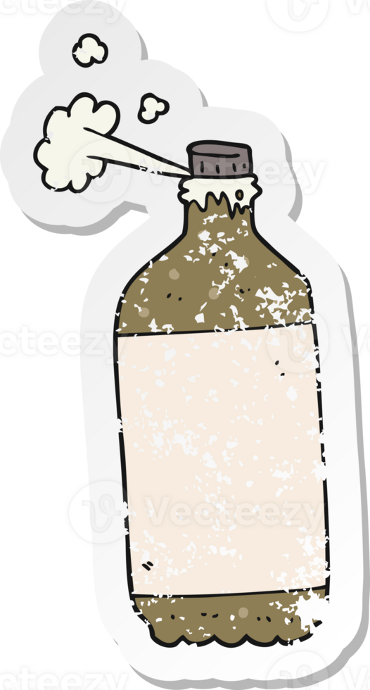 retro distressed sticker of a cartoon fizzing cola png