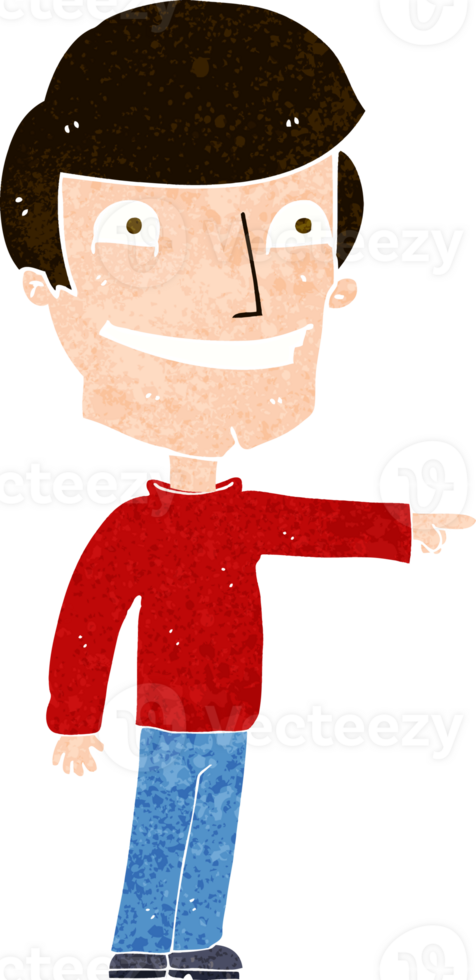 cartoon happy man pointing png