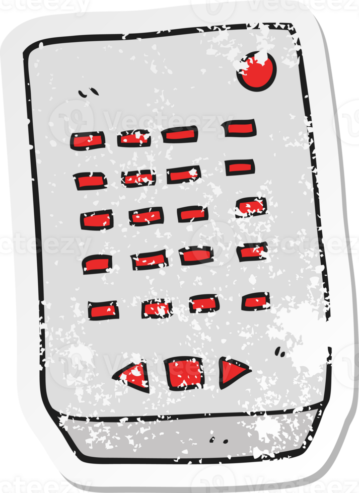 retro distressed sticker of a cartoon remote control png