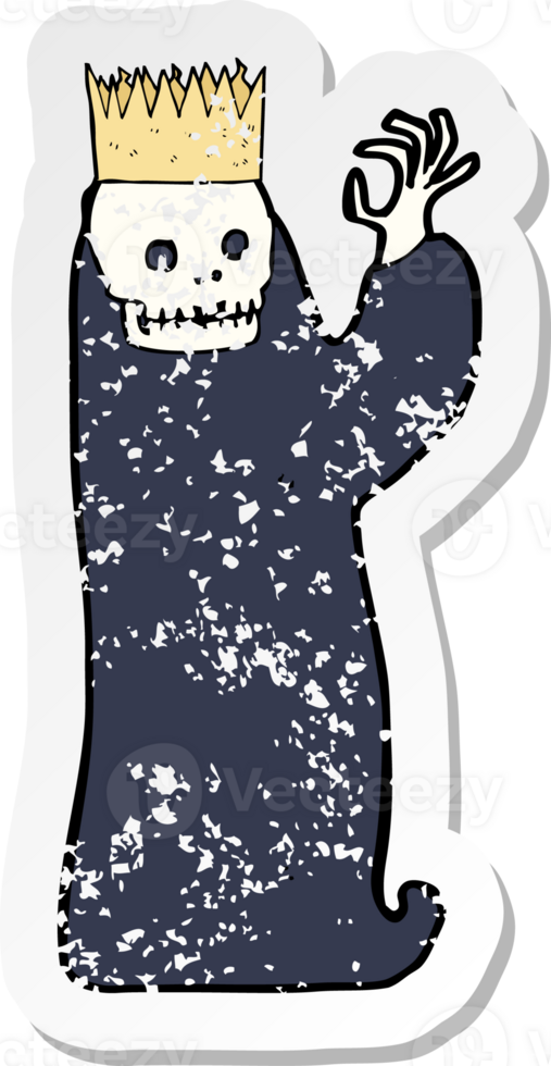 retro distressed sticker of a cartoon spooky ghoul png