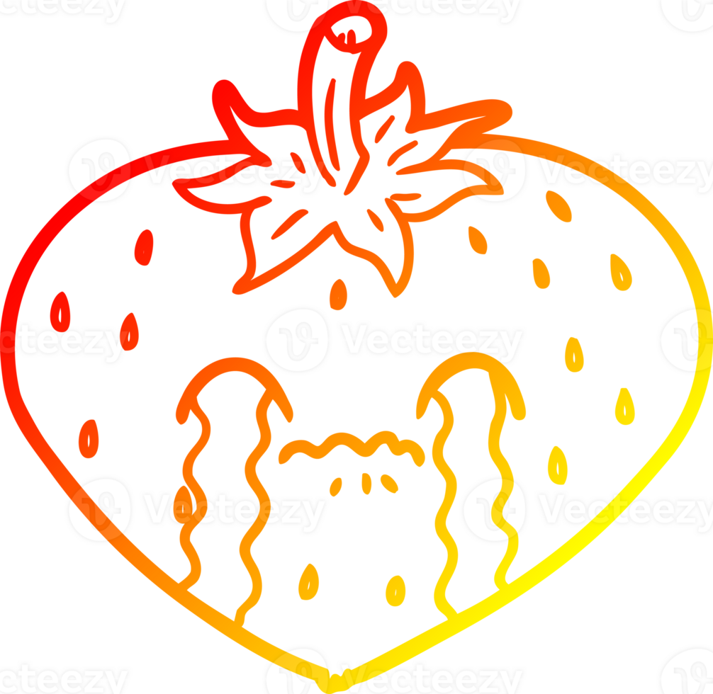 warm gradient line drawing of a cartoon strawberry png